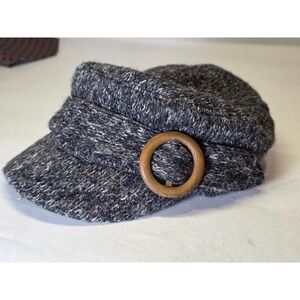 Scala Pronto Womens OS Dark Gray  Newsboy Cap Fleece Lining Wood Accent 80% Wool